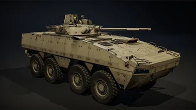War Thunder AMV (BMP-3) eight-wheeled armored vehicle shown from the front three-quarter view