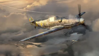 A fighter aircraft flies through clouds in War Thunder.