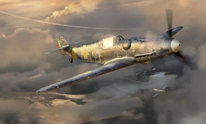 A fighter aircraft flies through clouds in War Thunder.