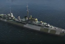 War Thunder's HMCS Haida destroyer, marked G63, underway at sea.