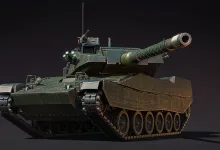 The Stingray II light tank shown from a front three-quarter angle against a dark background.