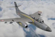French Vautour IIN jet flying above clouds in War Thunder