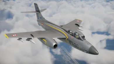 French Vautour IIN jet flying above clouds in War Thunder