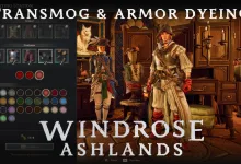 Pirate characters wearing different armor outfits beside an armor dyeing interface in Windrose.