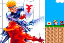 Colorful fantasy character artwork beside a pixel-art Wonder Boy gameplay scene.