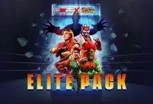 WWE 2K26 and Street Fighter crossover artwork featuring WWE wrestlers in Street Fighter-inspired costumes.