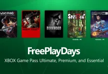 Xbox Free Play Days graphic showing covers for WUCHANG: Fallen Feathers, Dead by Daylight, Darkwood, Spirittea, and EVERSPACE 2.