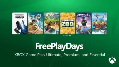 Xbox Free Play Days graphic featuring Dying Light 2: Stay Human, Riders Republic, Monster Hunter Stories and its sequel, Let’s Build a Zoo, and Tropico 6.
