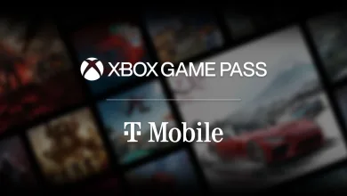 Xbox Game Pass and T-Mobile logos appear over blurred game artwork.