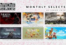Six illustrated game panels for Xbox’s October 2026 Indie Selects, spanning dark fantasy, fighting, horror, puzzles, and cozy adventure.